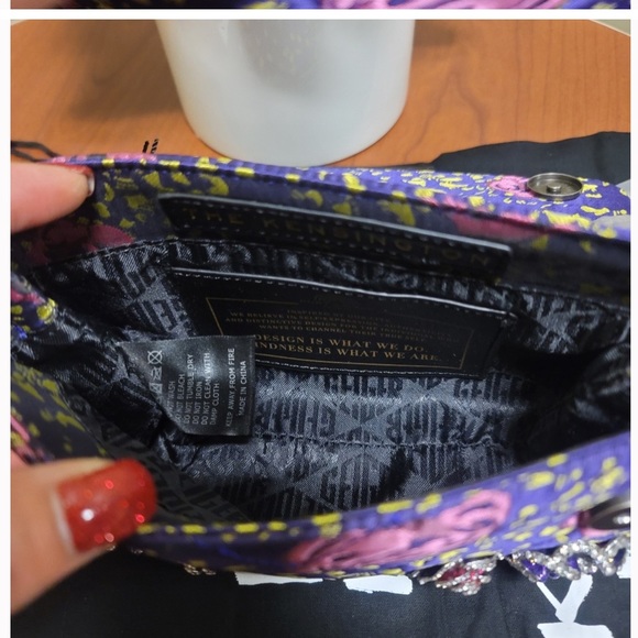 Kurt Geiger London Mini Purple Kensington Floral Crystal Crossbody Bag - Picture 8 of 14